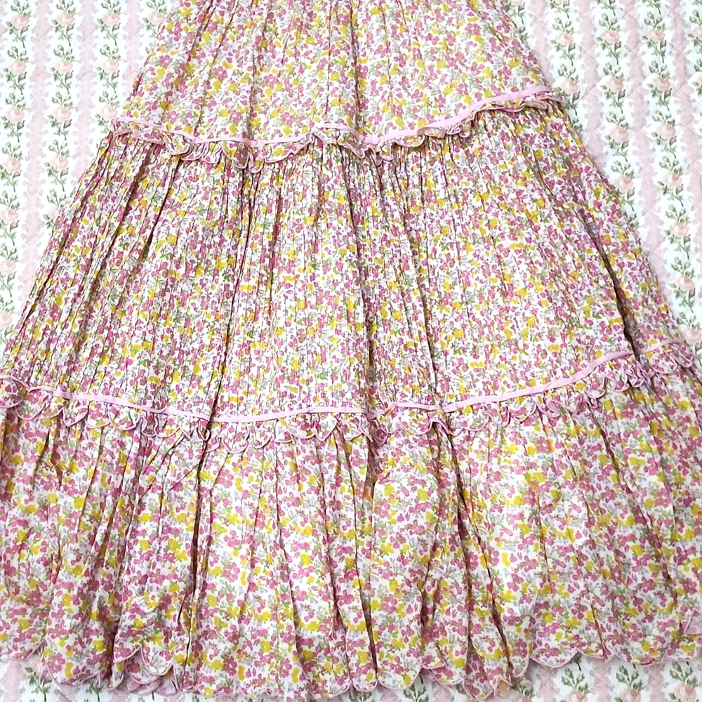 Loveshackfancy Masie Fruity Punch Floral Puff Sleeve Smocked Dress XS - Picture 9 of 17